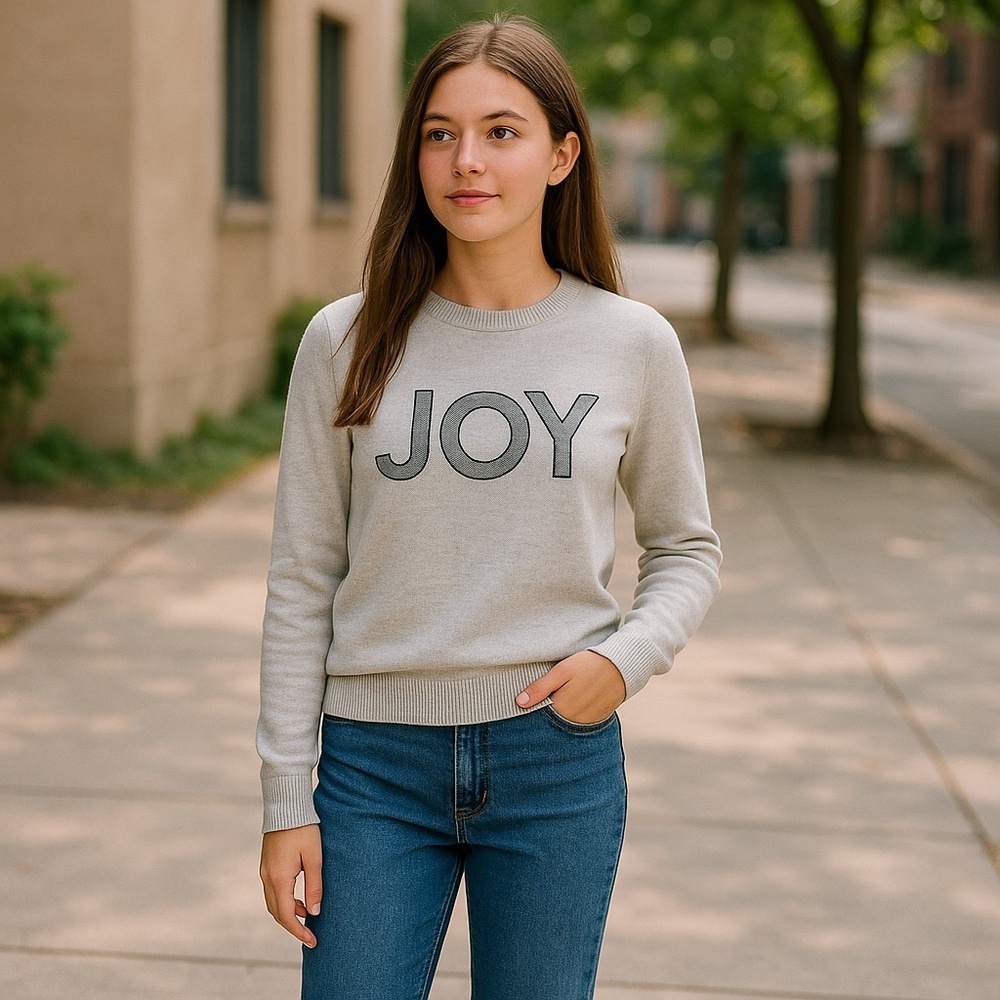GAP Merino‎ Extra Fine Wool Light Gray “JOY” Sweater Pullover Crewneck Size XS